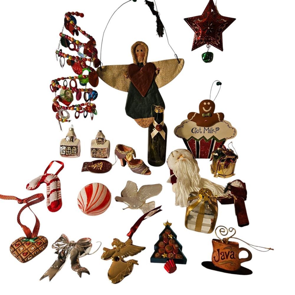 Vintage Christmas Ornament‎ Lot Gingerbread Coffee Chocolate Shoe Candy Cane